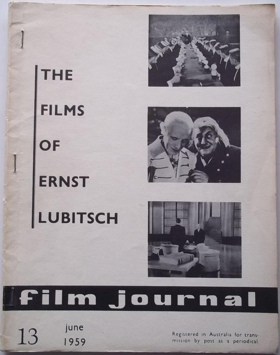 FILM JOURNAL magazine side cover Issue 13  June 1959