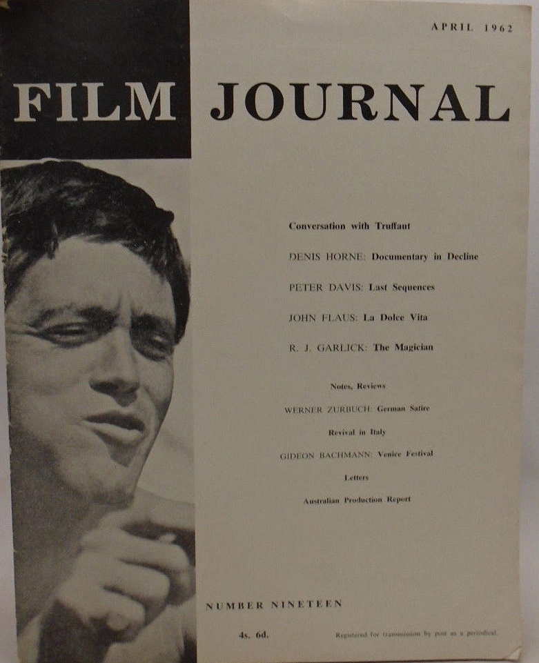 FILM JOURNAL magazine side cover Issue 19  April 1962