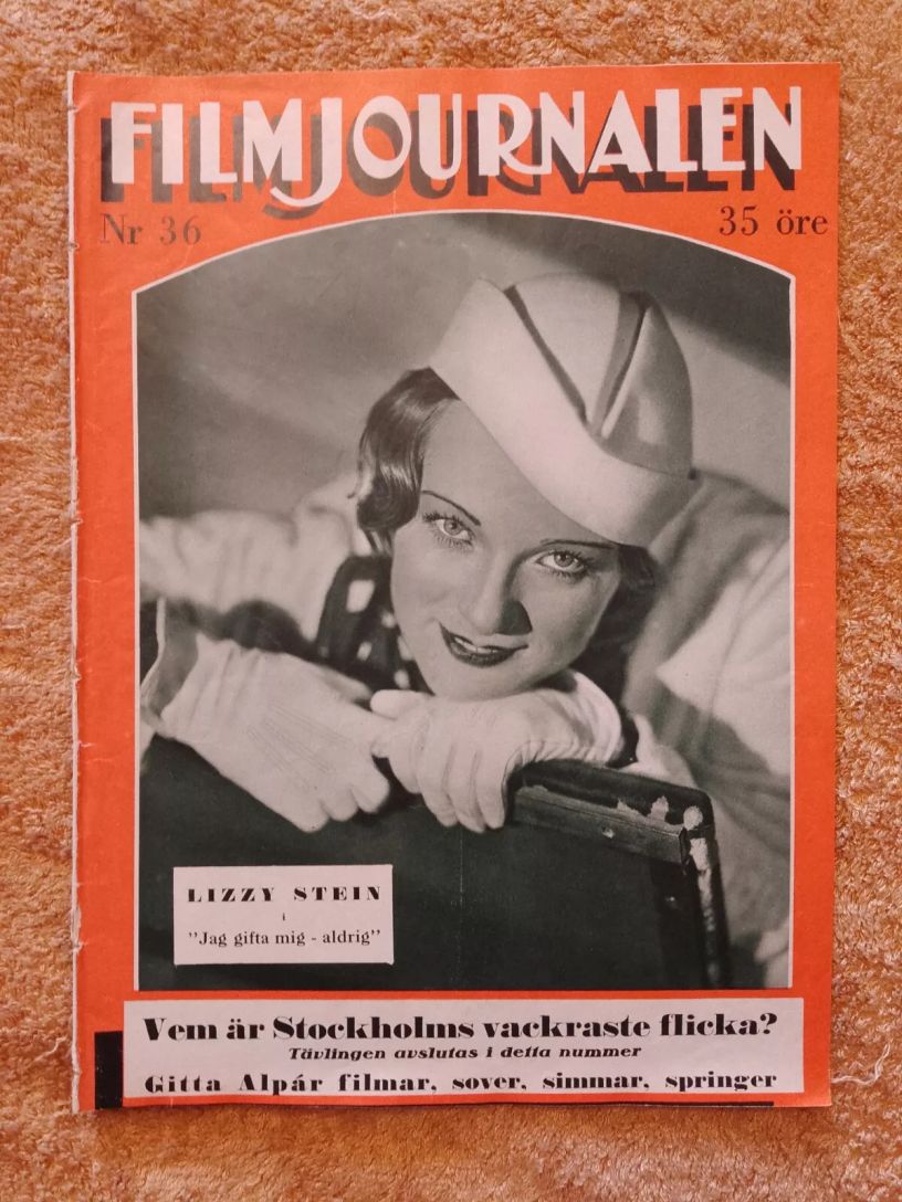 FILMJOURNALEN magazine side cover Issue 36   1932