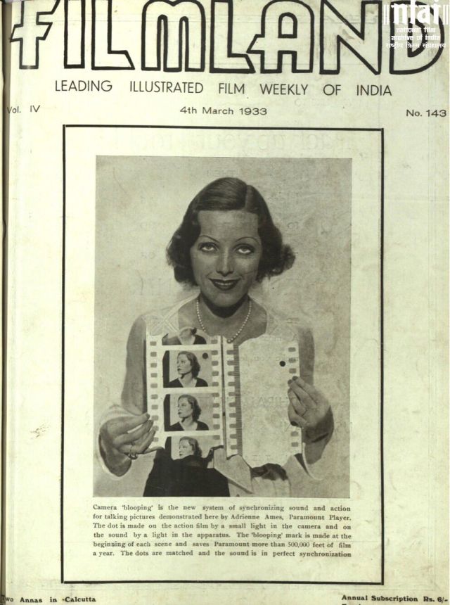 FILMLAND (IN) magazine side cover Issue 143 4 March 1933