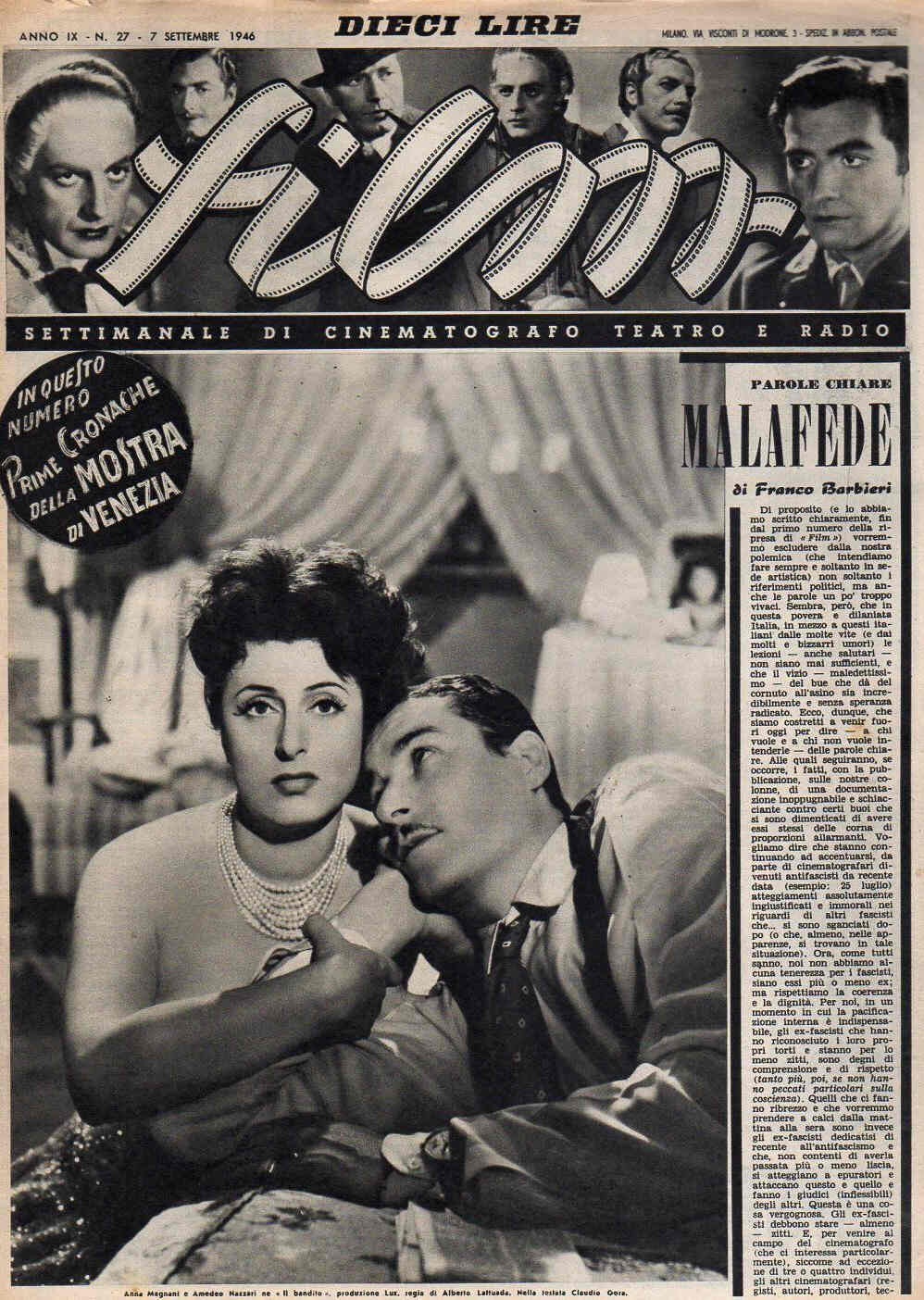 FILM (1938-50) magazine side cover Issue 27 7 September 1946