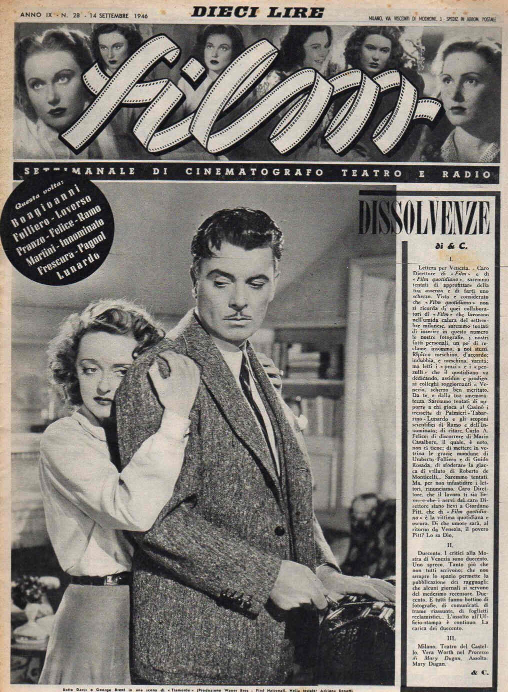 FILM (1938-50) magazine side cover Issue 28 14 September 1946