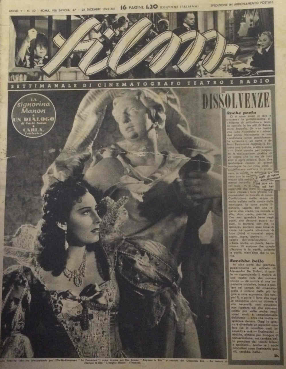 FILM (1938-50) magazine side cover Issue 52 26 December 1942