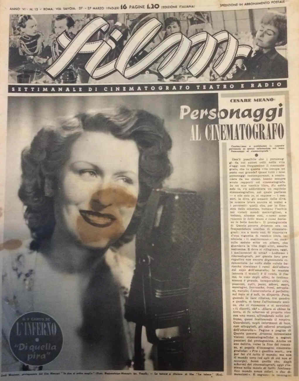 FILM (1938-50) magazine side cover Issue 13 27 March 1943