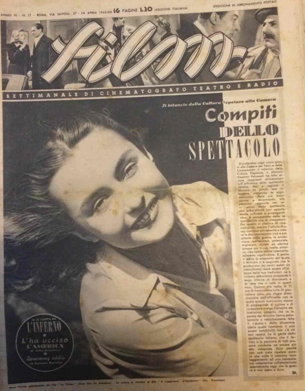 FILM (1938-50) magazine side cover Issue 17 24 April 1943
