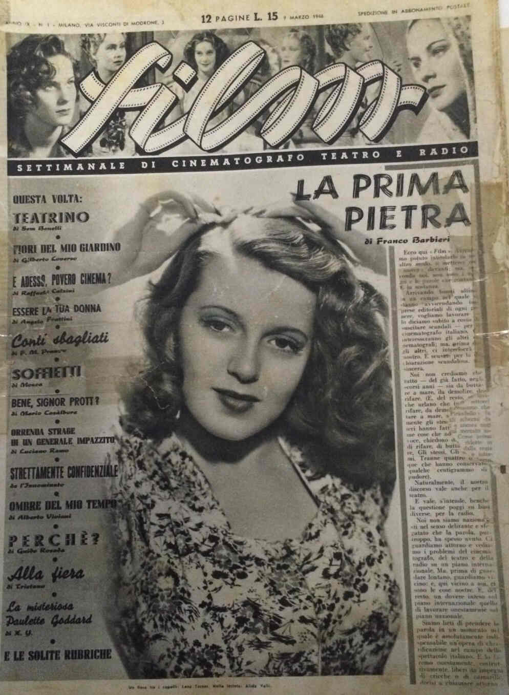 FILM (1938-50) magazine side cover Issue 1 9 March 1946