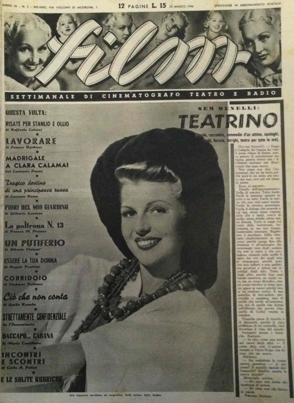 FILM (1938-50) magazine side cover Issue 3 23 March 1946