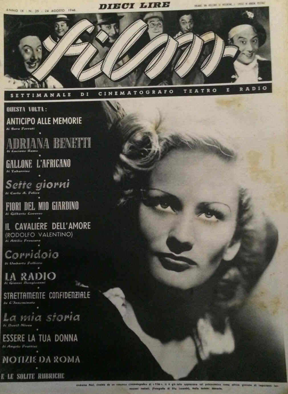 FILM (1938-50) magazine side cover Issue 25 24 August 1946