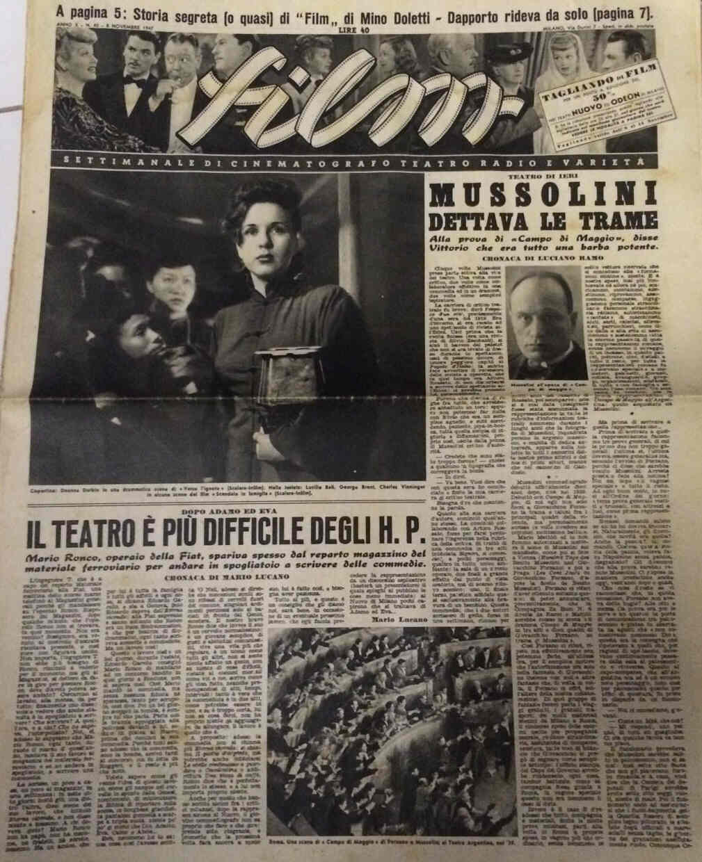 FILM (1938-50) magazine side cover Issue 45 6 November 1947