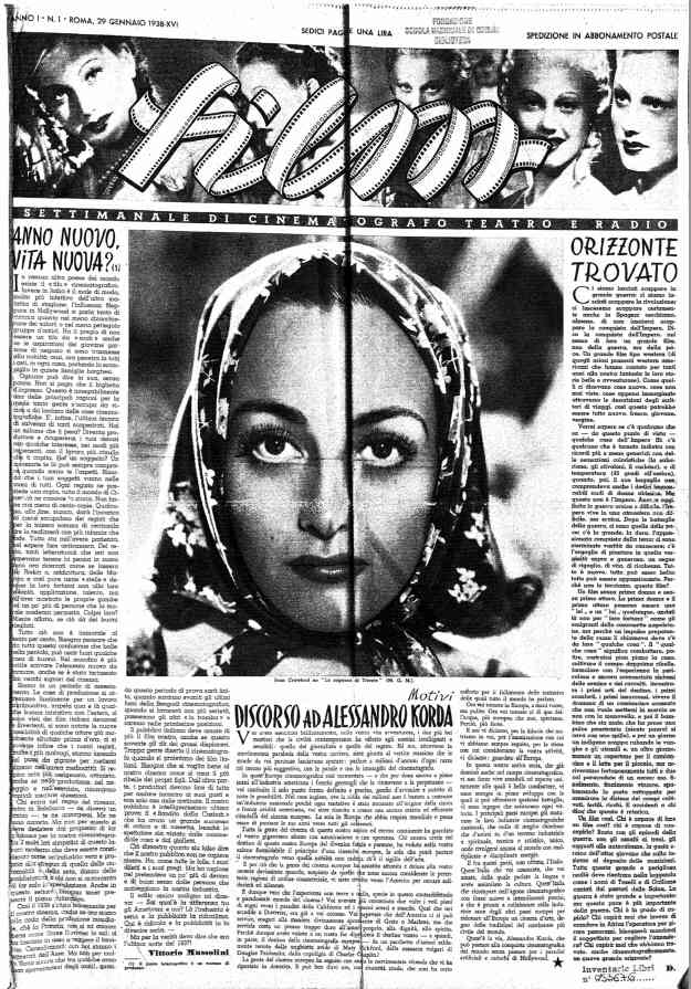 FILM (1938-50) magazine side cover Issue 1 29 January 1938