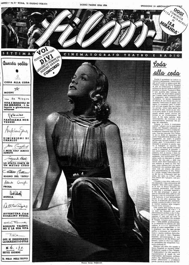 FILM (1938-50) magazine side cover Issue 21 18 June 1938
