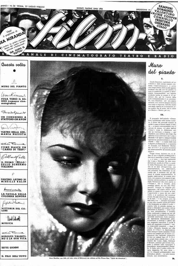 FILM (1938-50) magazine side cover Issue 26 23 July 1938