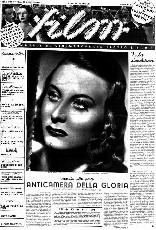 FILM (1938-50) magazine side cover Issue 27 30 July 1938