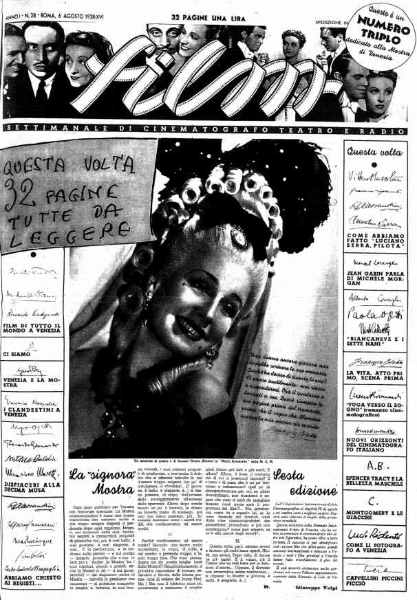 FILM (1938-50) magazine side cover Issue 28 6 August 1938