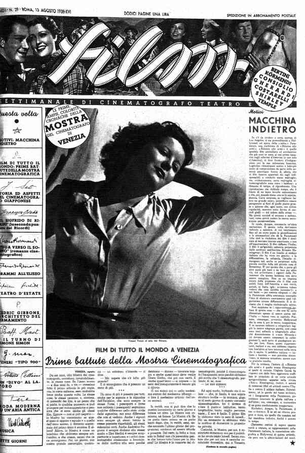 FILM (1938-50) magazine side cover Issue 29 13 August 1938
