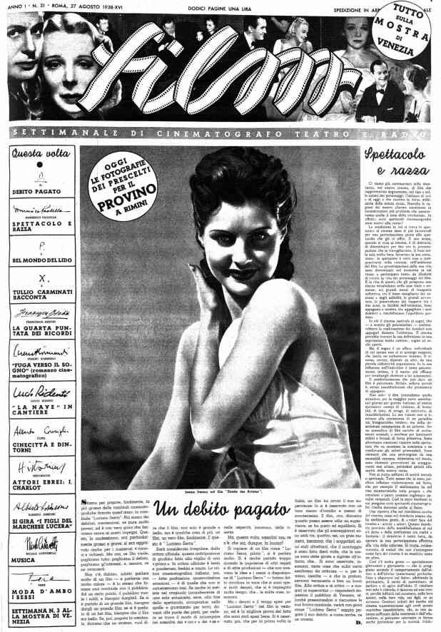 FILM (1938-50) magazine side cover Issue 31 27 August 1938