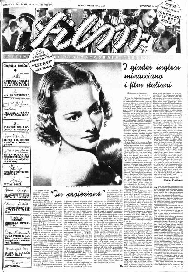 FILM (1938-50) magazine side cover Issue 34 17 September 1938