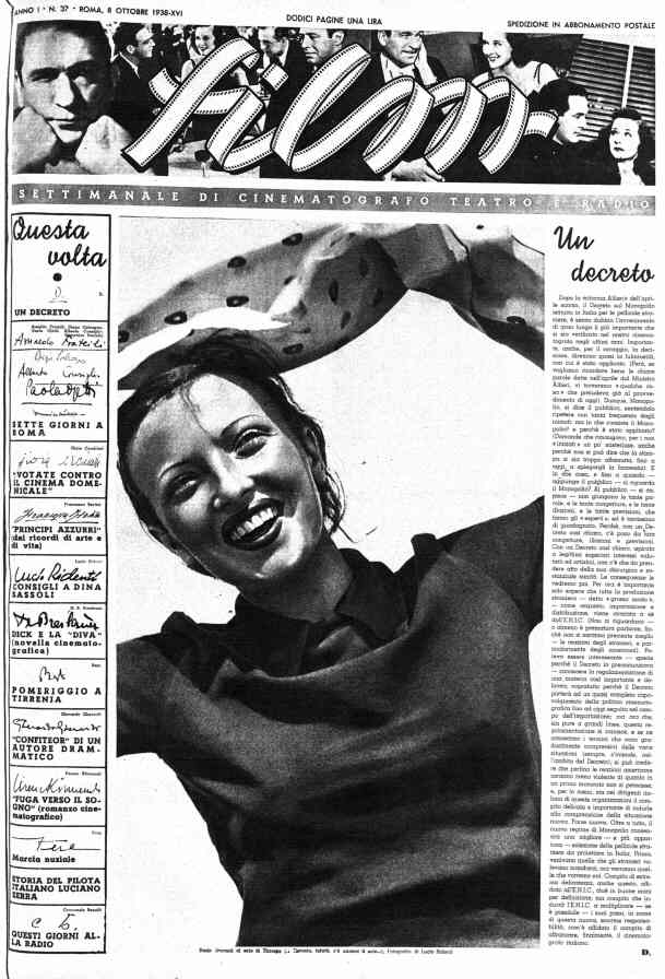 FILM (1938-50) magazine side cover Issue 37 8 October 1938