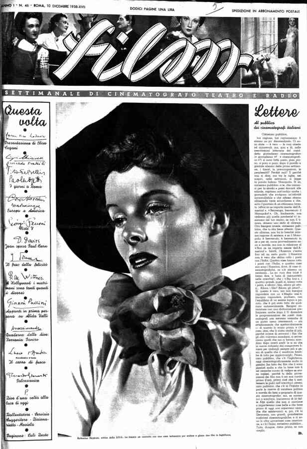 FILM (1938-50) magazine side cover Issue 46 10 December 1938