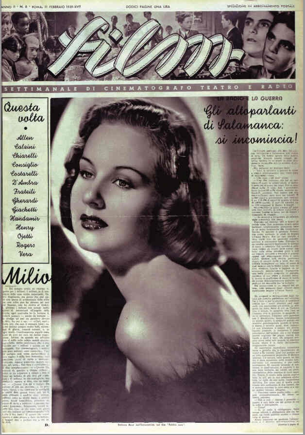 FILM (1938-50) magazine side cover Issue 6 11 February 1939