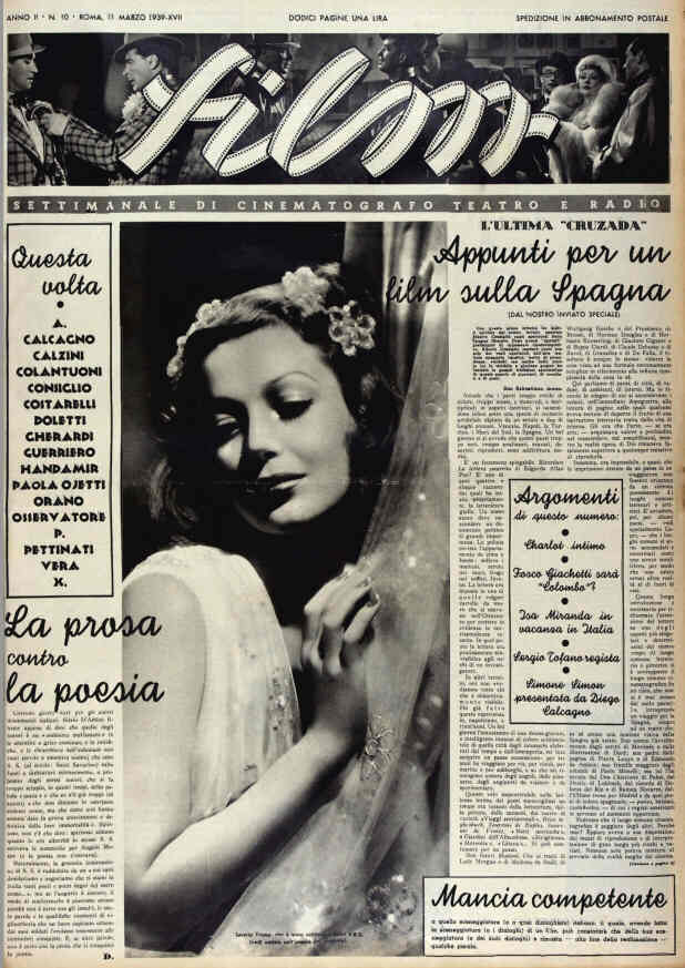 FILM (1938-50) magazine side cover Issue 10 11 March 1939