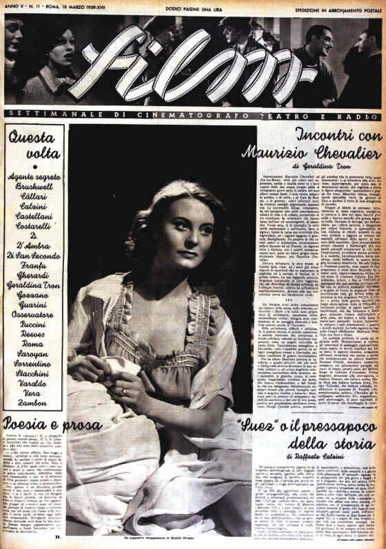 FILM (1938-50) magazine side cover Issue 11 18 March 1939
