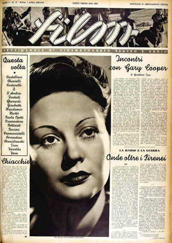 FILM (1938-50) magazine side cover Issue 13 1 April 1939
