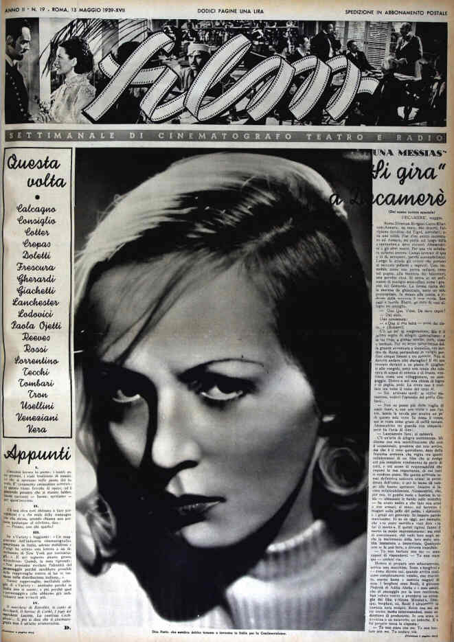 FILM (1938-50) magazine side cover Issue 19 13 May 1939