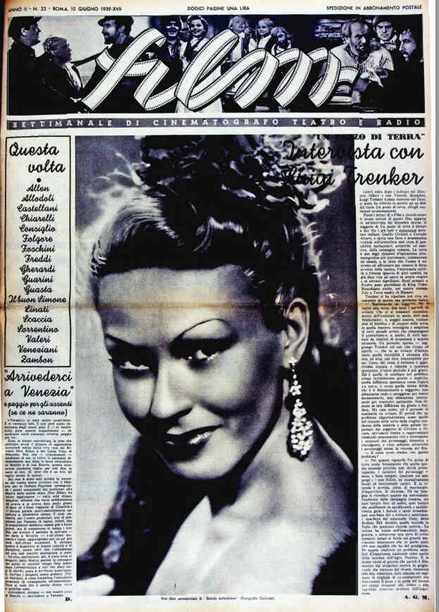 FILM (1938-50) magazine side cover Issue 23 10 June 1939