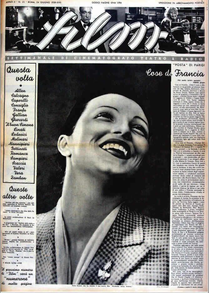 FILM (1938-50) magazine side cover Issue 25 24 June 1939