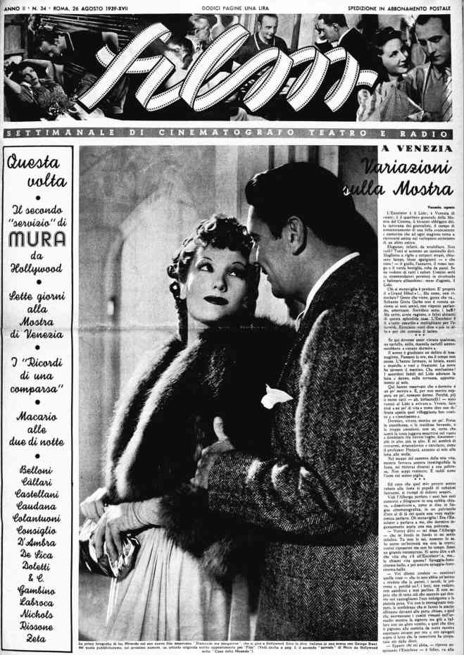 FILM (1938-50) magazine side cover Issue 34 26 August 1939