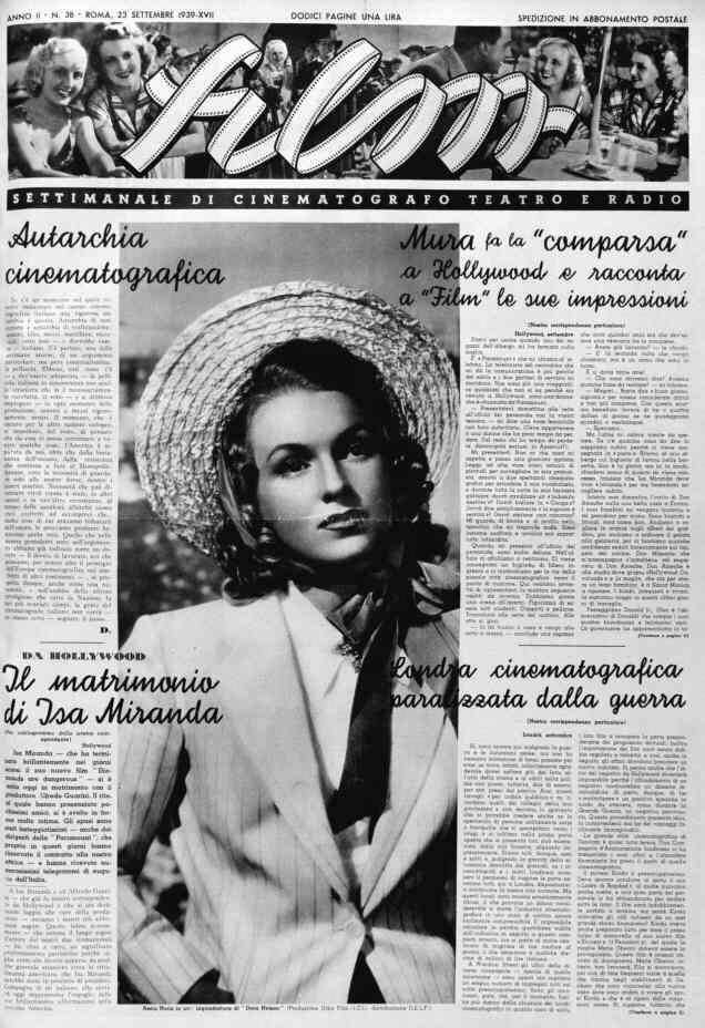 FILM (1938-50) magazine side cover Issue 38 23 September 1939