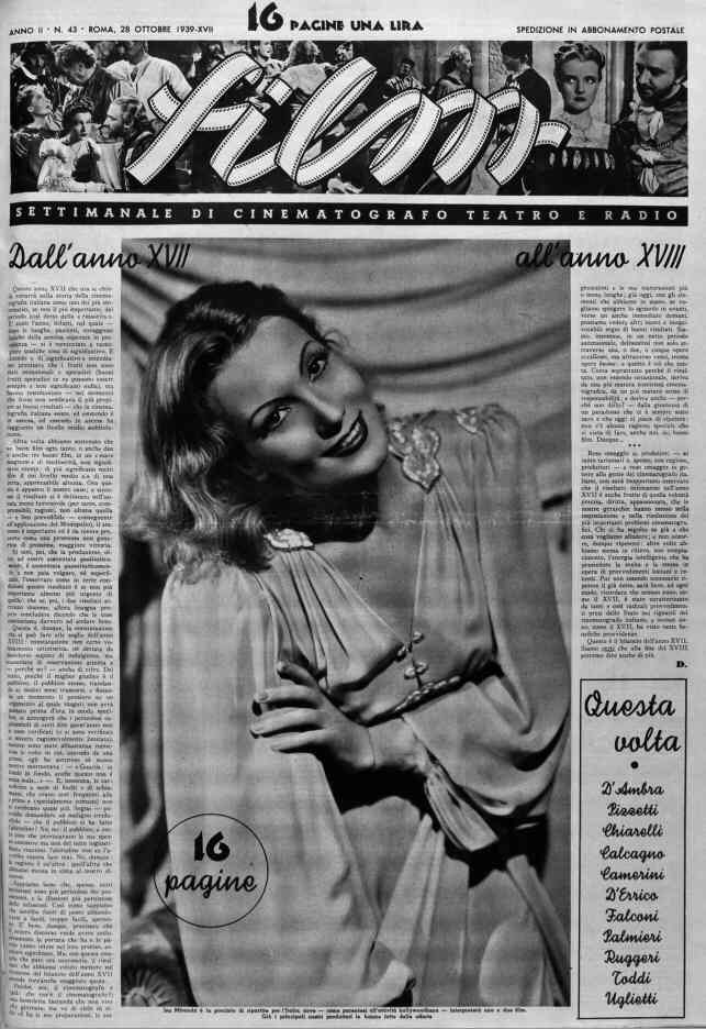 FILM (1938-50) magazine side cover Issue 43 28 October 1939
