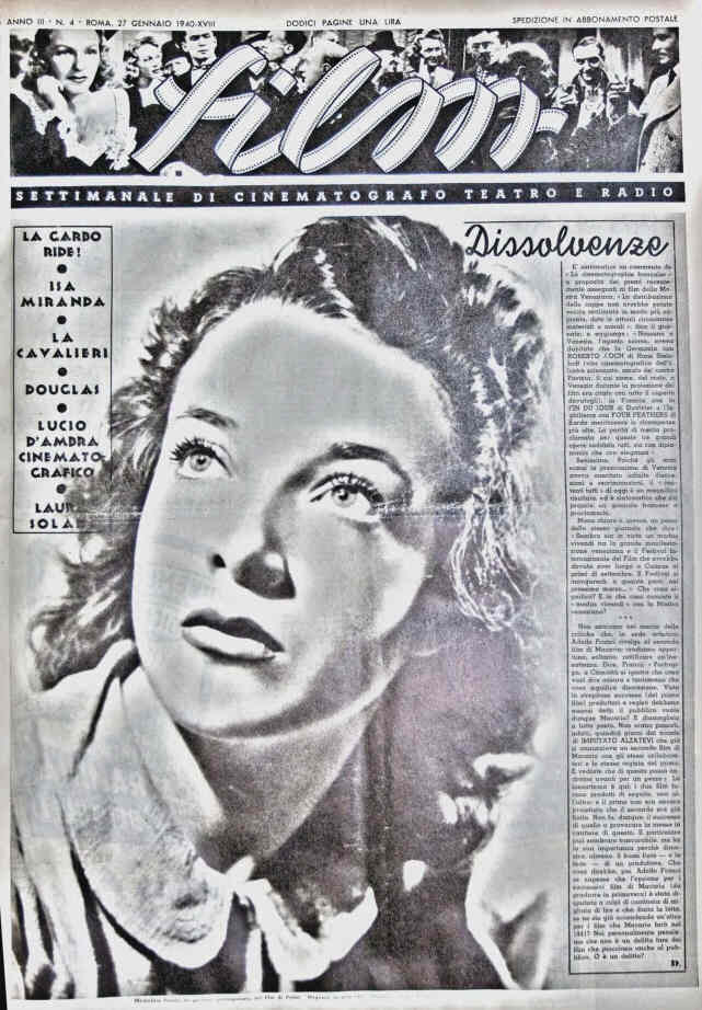 FILM (1938-50) magazine side cover Issue 4 27 January 1940