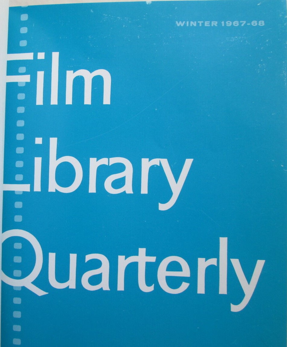 FILM LIBRARY QUARTERLY magazine side cover  Vol 1 No  1 Winter 1967