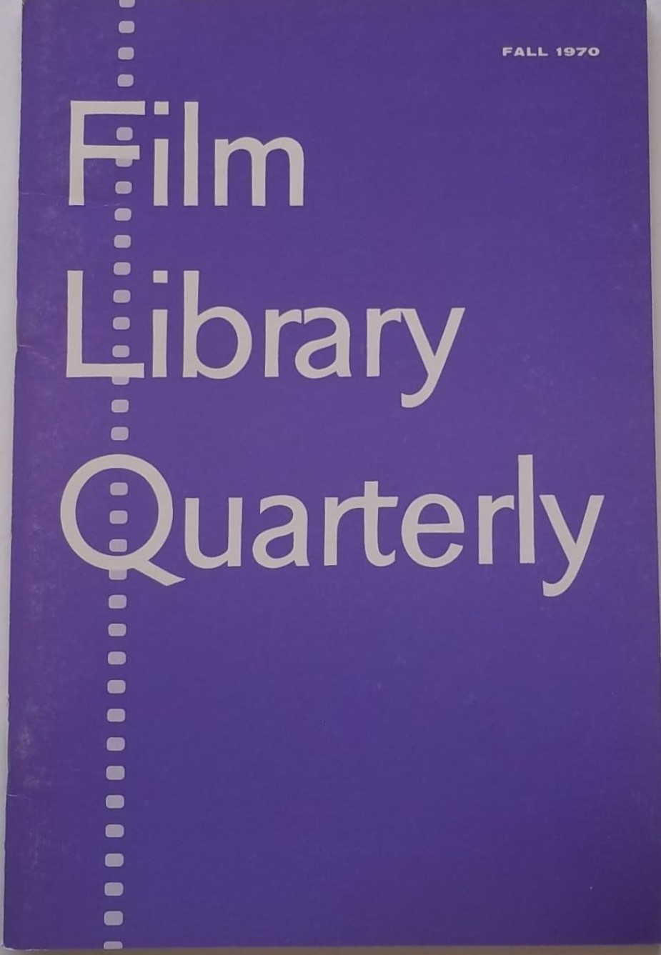 FILM LIBRARY QUARTERLY magazine side cover  Vol 3 No  4 Fall 1970