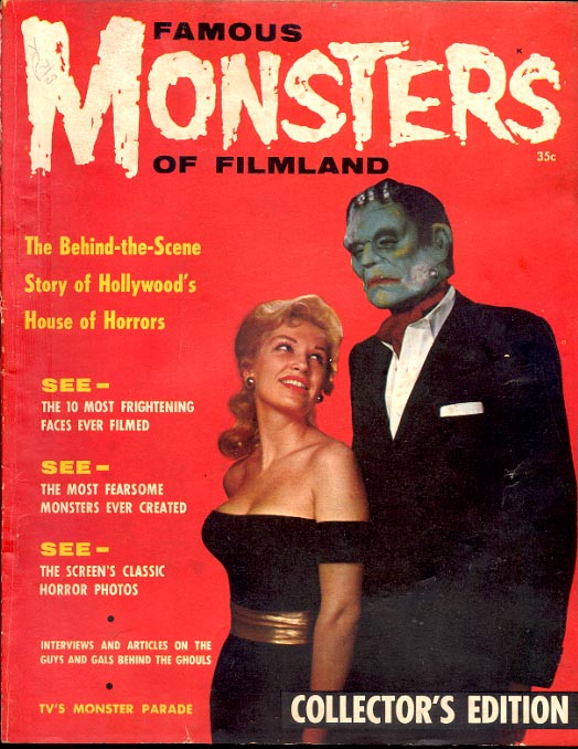 FAMOUS MONSTERS OF FILMLAND magazine side cover Issue 1  1958
