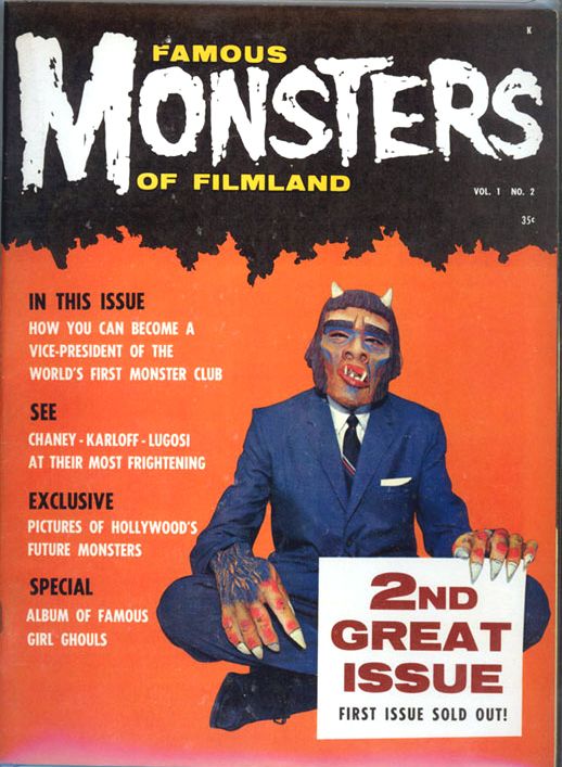FAMOUS MONSTERS OF FILMLAND magazine side cover Issue 2  1959
