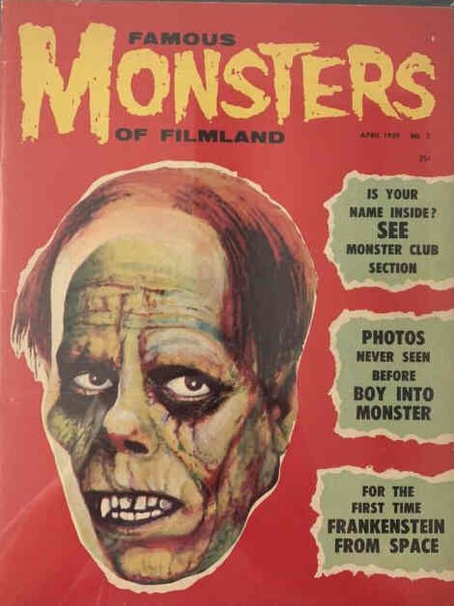 FAMOUS MONSTERS OF FILMLAND magazine side cover Issue 3  1959