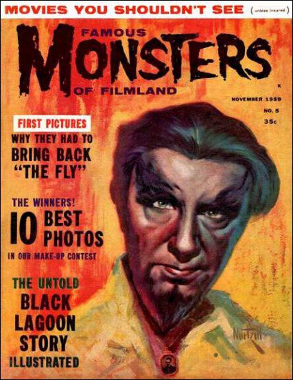 FAMOUS MONSTERS OF FILMLAND magazine side cover Issue 5  1959