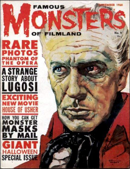 FAMOUS MONSTERS OF FILMLAND magazine side cover Issue 9 November 1960