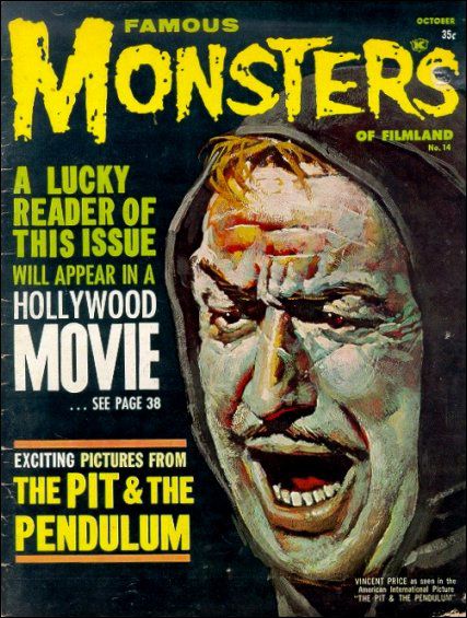FAMOUS MONSTERS OF FILMLAND magazine side cover Issue 14 October 1961