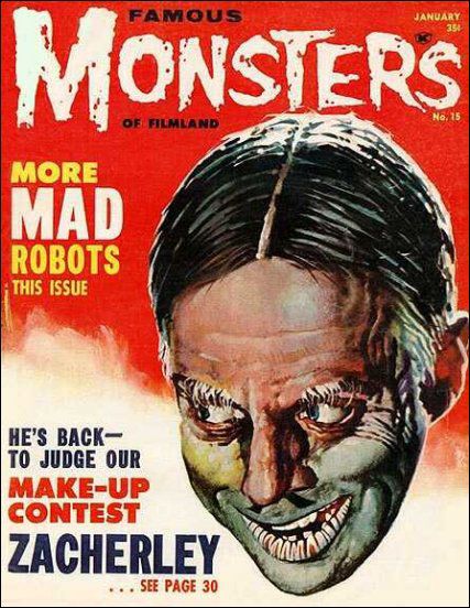 FAMOUS MONSTERS OF FILMLAND magazine side cover Issue 15 January 1962
