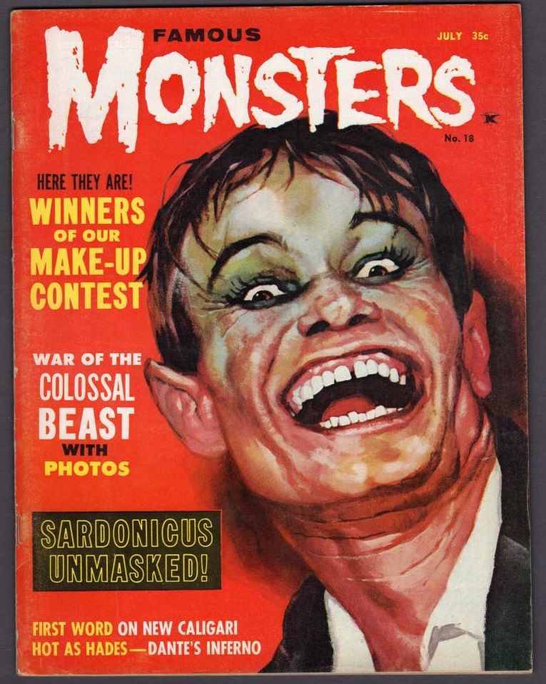 FAMOUS MONSTERS OF FILMLAND magazine side cover Issue 18 July 1962