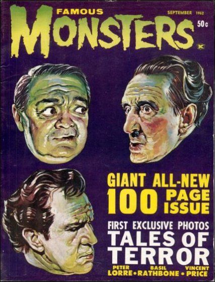 FAMOUS MONSTERS OF FILMLAND magazine side cover Issue 19 September 1962