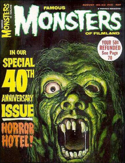 FAMOUS MONSTERS OF FILMLAND magazine side cover Issue 40 August 1966