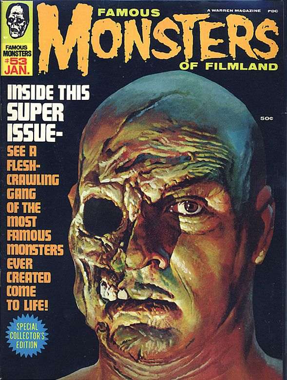 FAMOUS MONSTERS OF FILMLAND magazine side cover Issue 53 January 1969