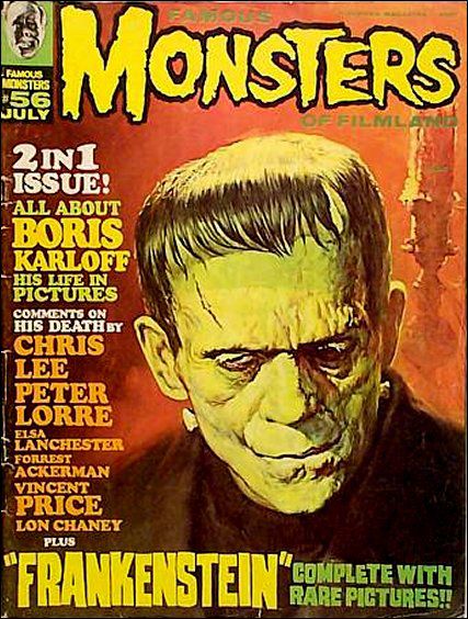 FAMOUS MONSTERS OF FILMLAND magazine side cover Issue 56 July 1969