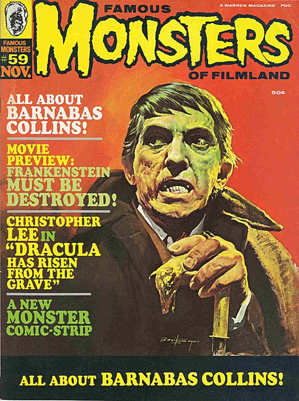 FAMOUS MONSTERS OF FILMLAND magazine side cover Issue 59 November 1969