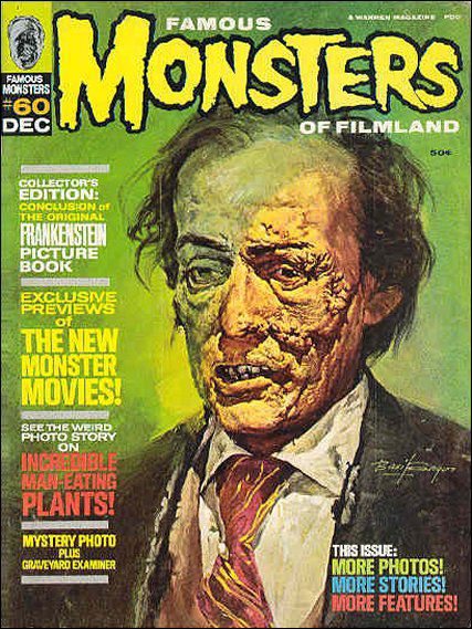 FAMOUS MONSTERS OF FILMLAND magazine side cover Issue 60 December 1969